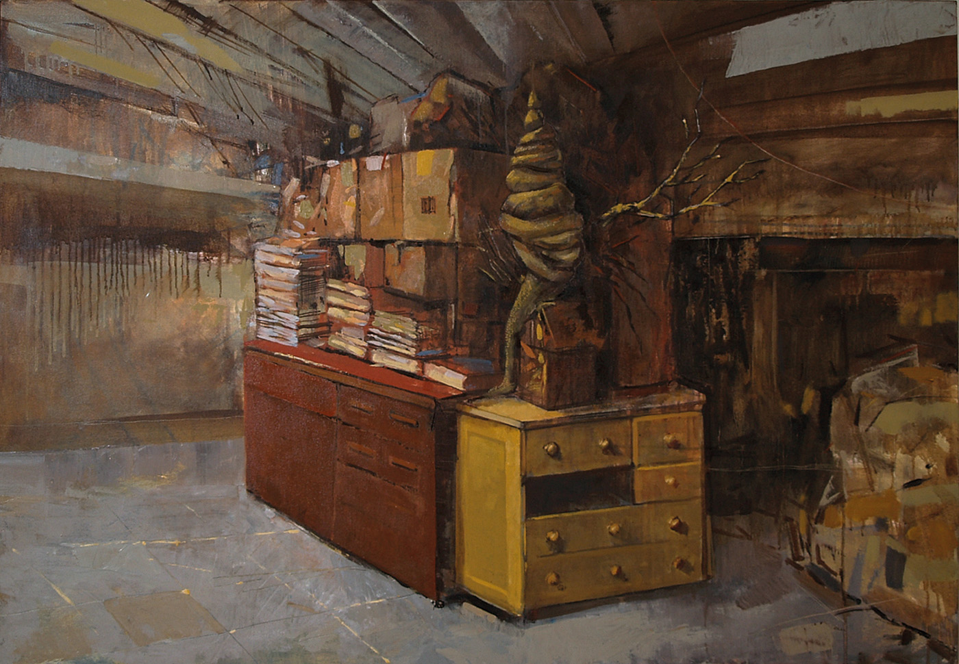 Coşkun Sami, "Depo", 2012. Tuval üzerine yağlı boya, 90 x 130 cm. Coşkun Sami, "Depo", 2012. Tuval üzerine yağlı boya, 90 x 130 cm.